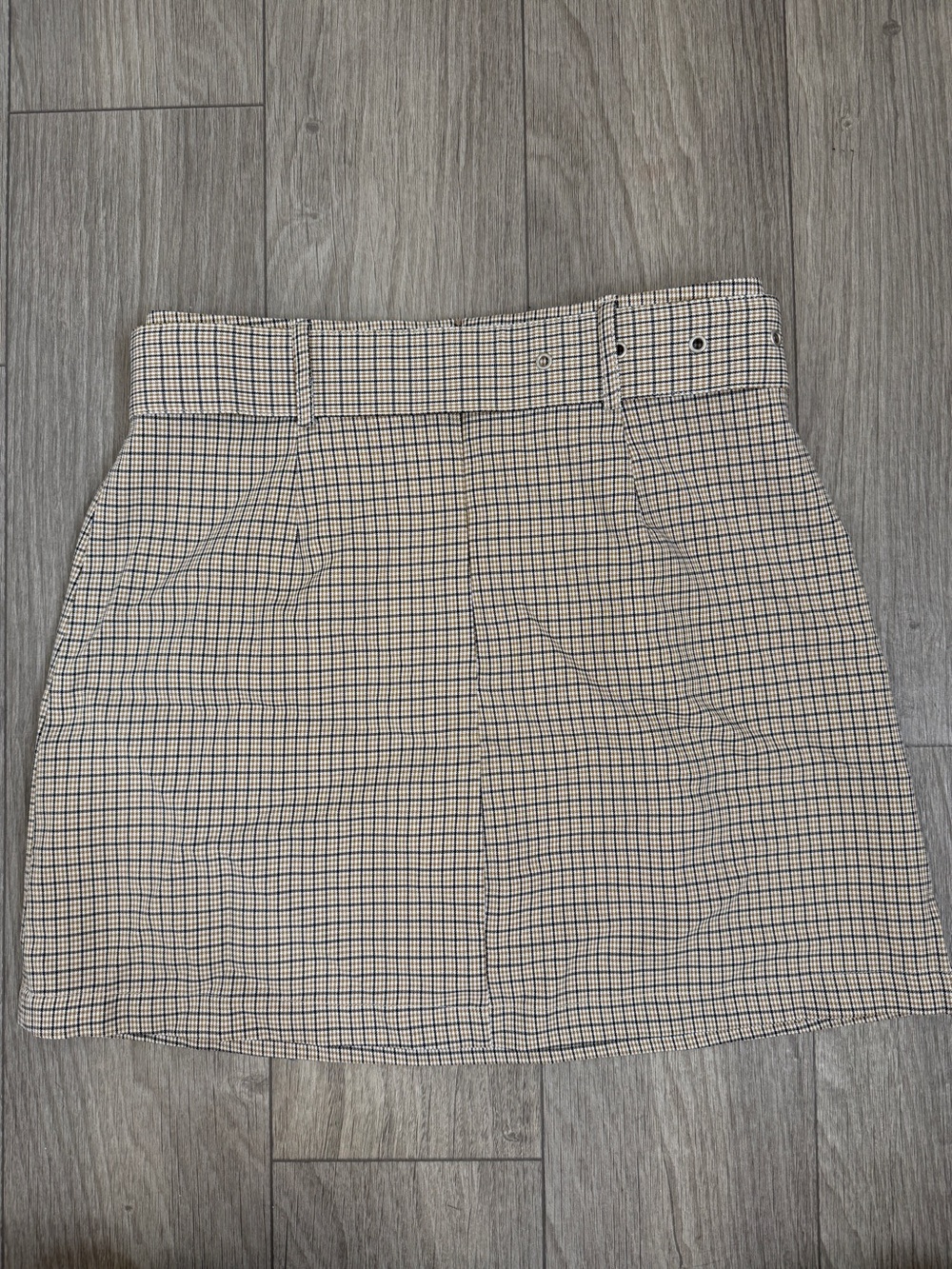 Charlie Holiday Femi Plaid Belted Mini Skirt Size 6 Tan Brown Preppy Academia - Picture 5 of 7